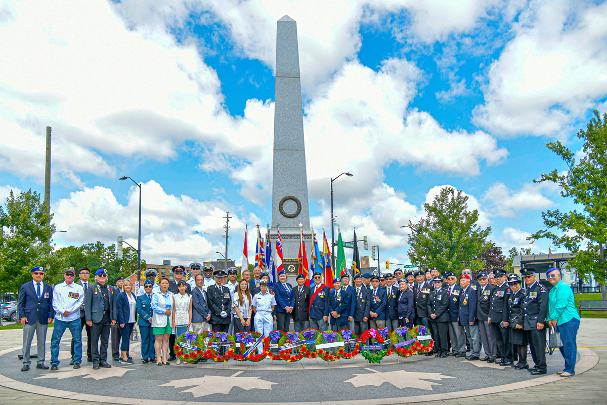 <p>Some of the attendees at the Markham Cenotaph on V-J Day </p> Click for larger view. Image: <p>Some of the attendees at the Markham Cenotaph on V-J Day </p>